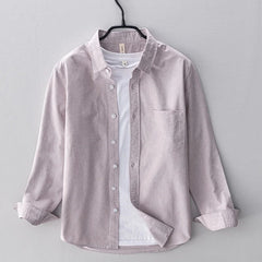 2024 Spring Pink Shirts For Men Casual Slim Fit 100%