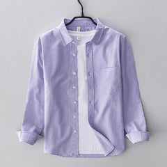 2024 Spring Pink Shirts For Men Casual Slim Fit 100%