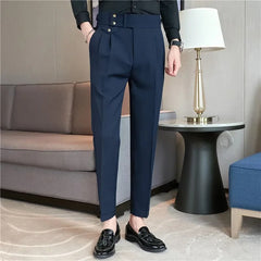2025 Spring Autumn Men High Waist Belt Design Casual Slim