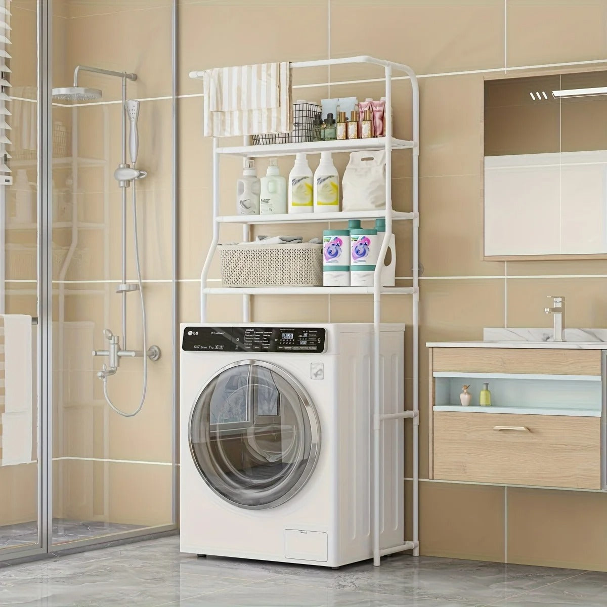 Bathroom Toilet & Balcony Washing Machine Storage Rack