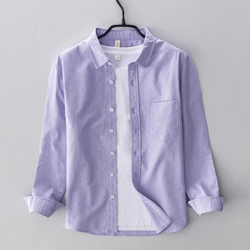 2024 Spring Pink Shirts For Men Casual Slim Fit 100%