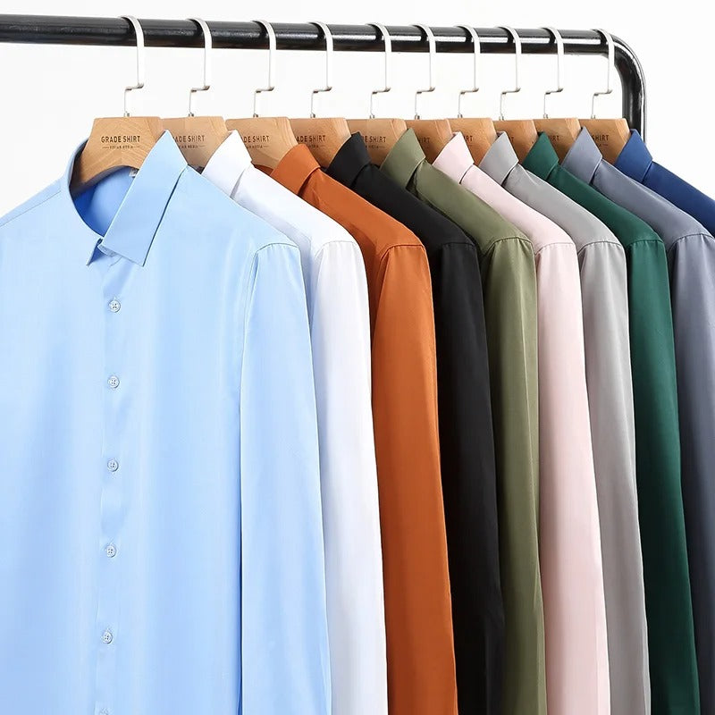 Long Sleeve Dress Shirts For Male Slim Social Business Blouse
